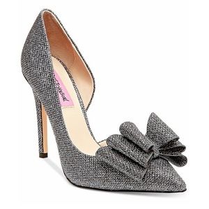 Betsey Johnson Silver Glitter Bow Detail Stiletto
Heel